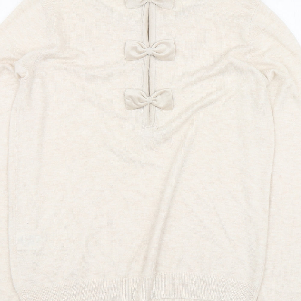 Grace & Mila Womens Beige Round Neck Nylon Pullover Jumper Size L