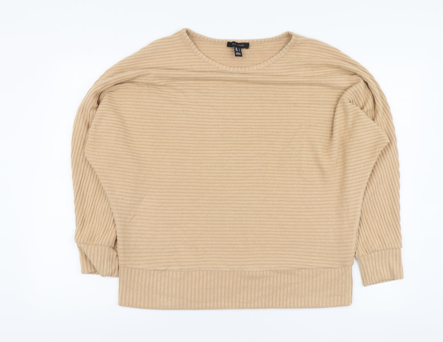 New Look Womens Beige Round Neck Polyester Pullover Jumper Size L
