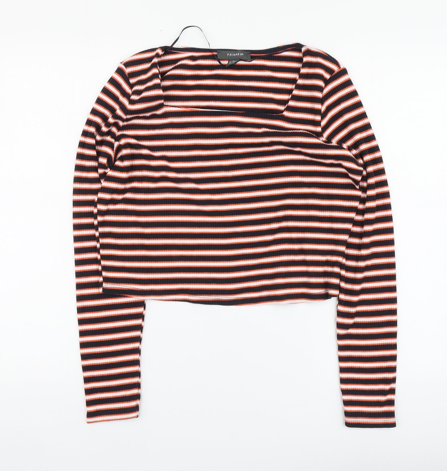 Primark Womens Multicoloured Striped Polyester Basic Blouse Size XL Square Neck