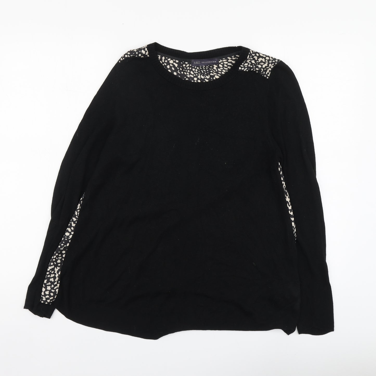 Marks and Spencer Womens Black Round Neck Viscose Pullover Jumper Size 14