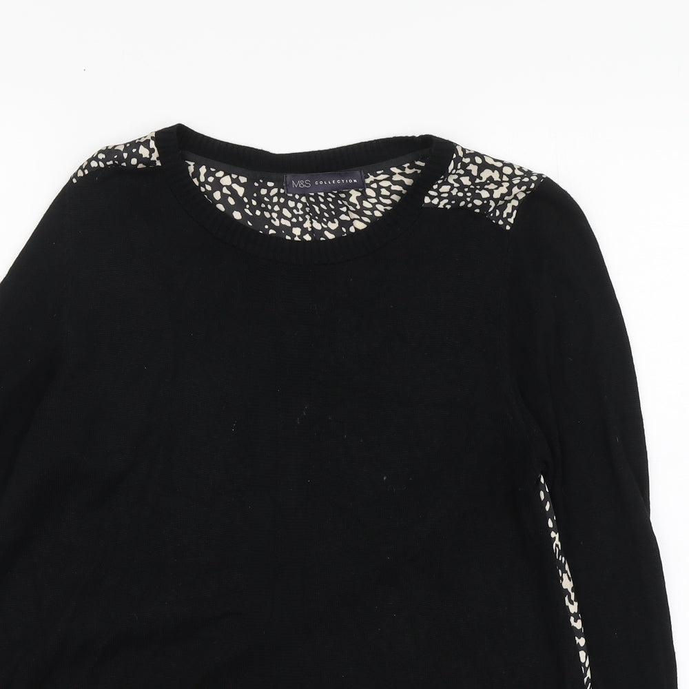 Marks and Spencer Womens Black Round Neck Viscose Pullover Jumper Size 14