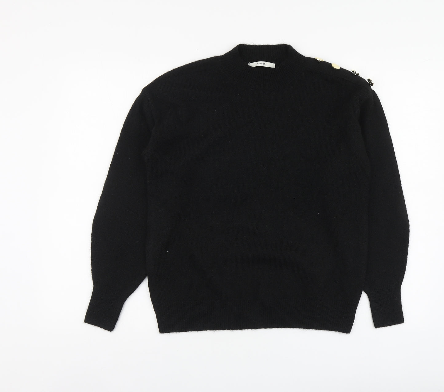 George Womens Black High Neck Polyester Pullover Jumper Size S
