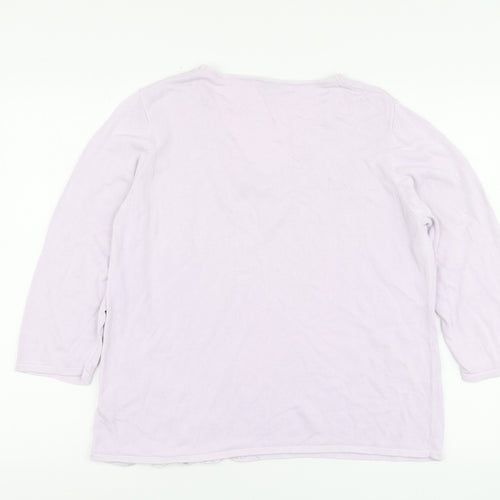 Joanna Hope Womens Purple V-Neck Ramie Pullover Jumper Size 18