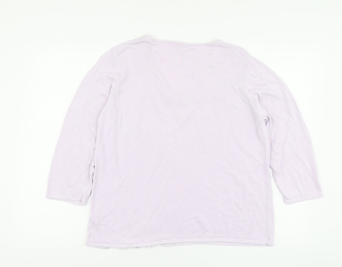 Joanna Hope Womens Purple V-Neck Ramie Pullover Jumper Size 18