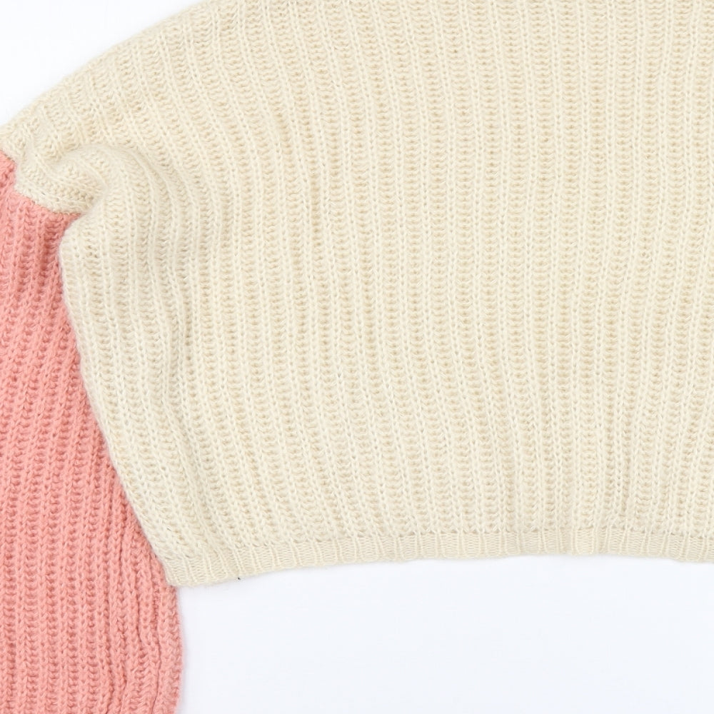 PRETTYLITTLETHING Womens Multicoloured Roll Neck Acrylic Pullover Jumper Size M