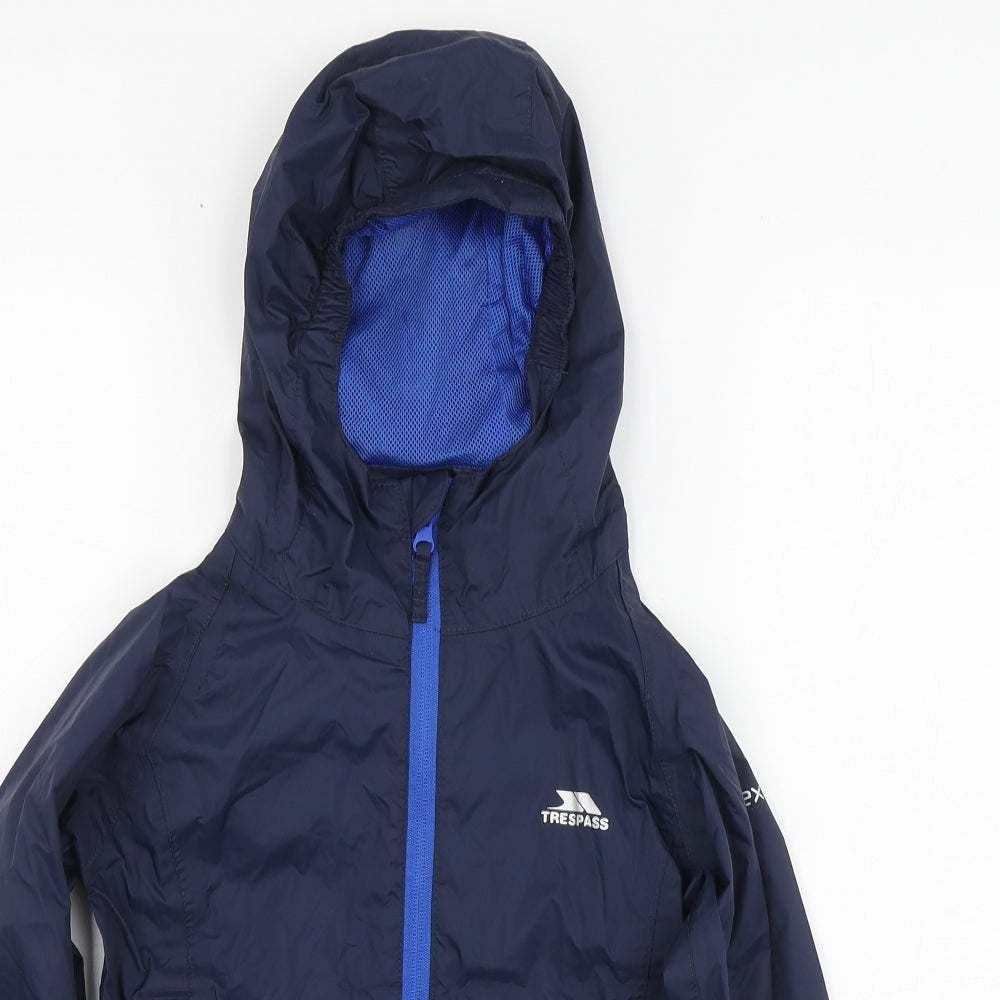 Trespass Boys Blue Rain Coat Jacket Size 3-4 Years