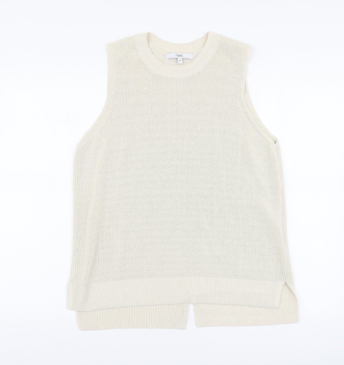 NEXT Womens Beige V-Neck Cotton Vest Jumper Size M