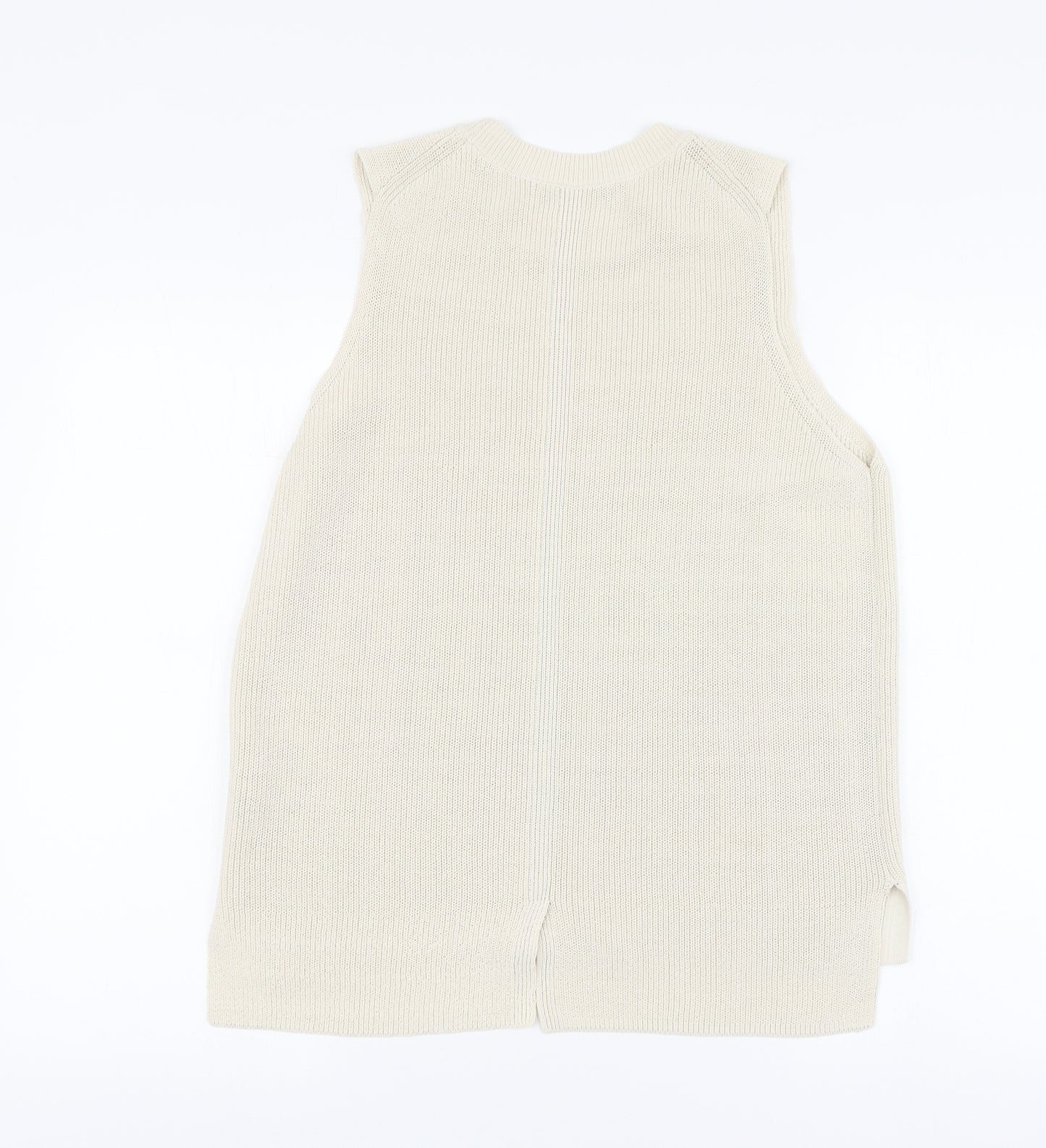 NEXT Womens Beige V-Neck Cotton Vest Jumper Size M