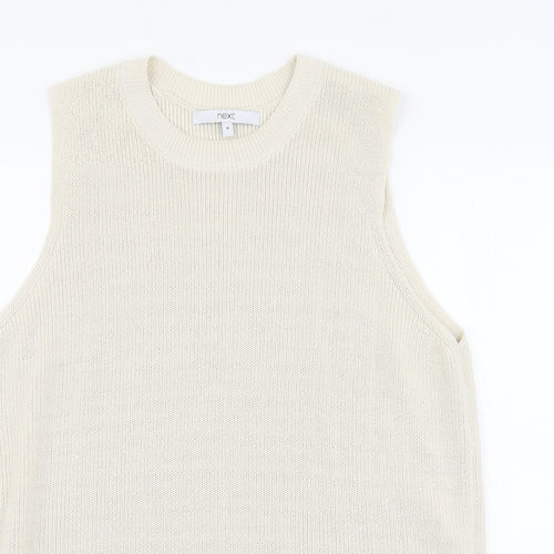 NEXT Womens Beige V-Neck Cotton Vest Jumper Size M