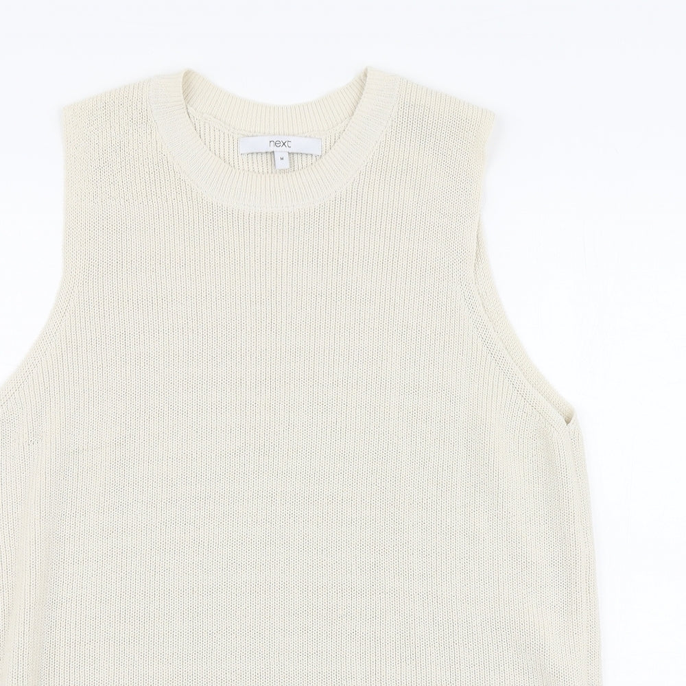 NEXT Womens Beige V-Neck Cotton Vest Jumper Size M