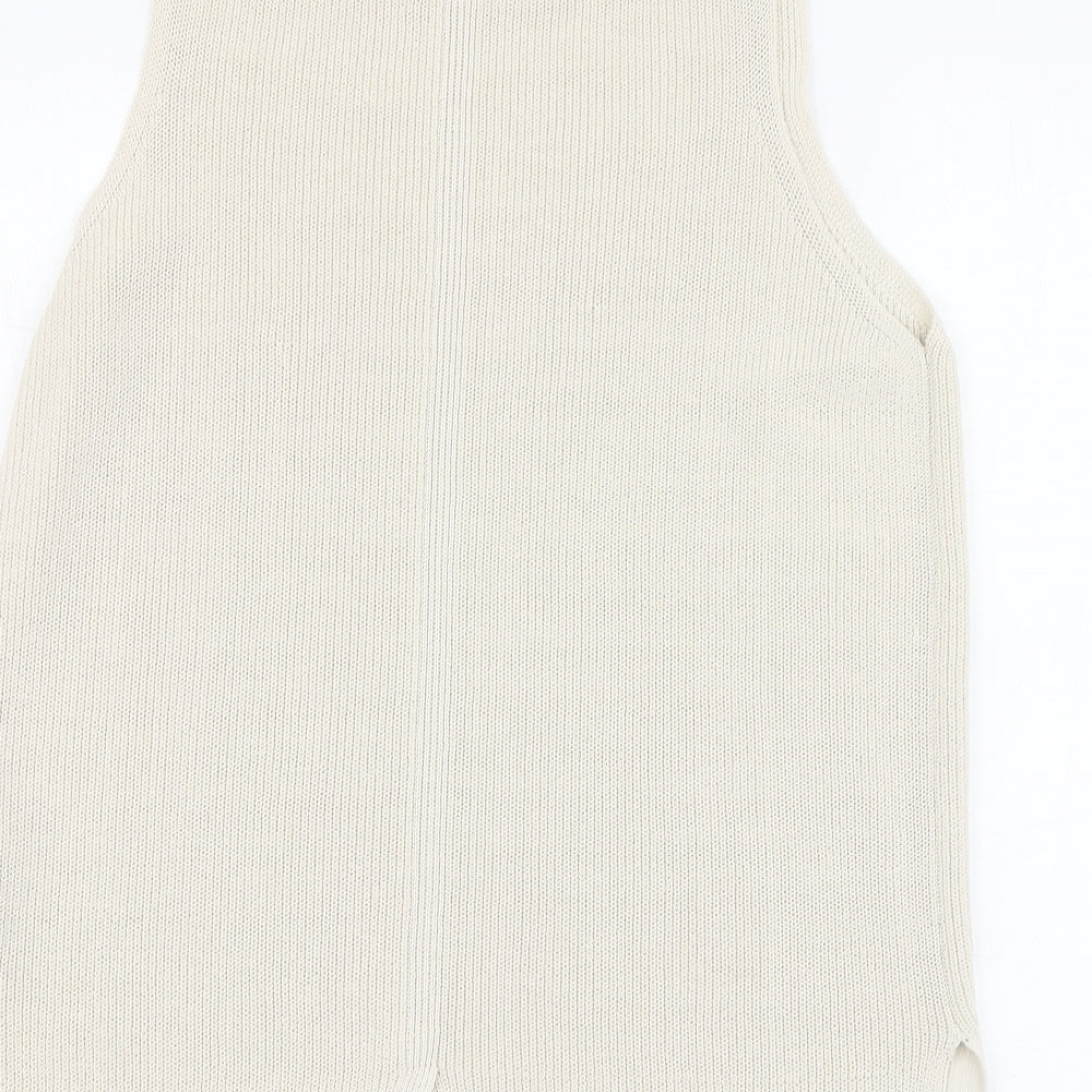 NEXT Womens Beige V-Neck Cotton Vest Jumper Size M