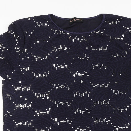 Anna Rose Womens Beige Polyester Basic T-Shirt Size M Round Neck