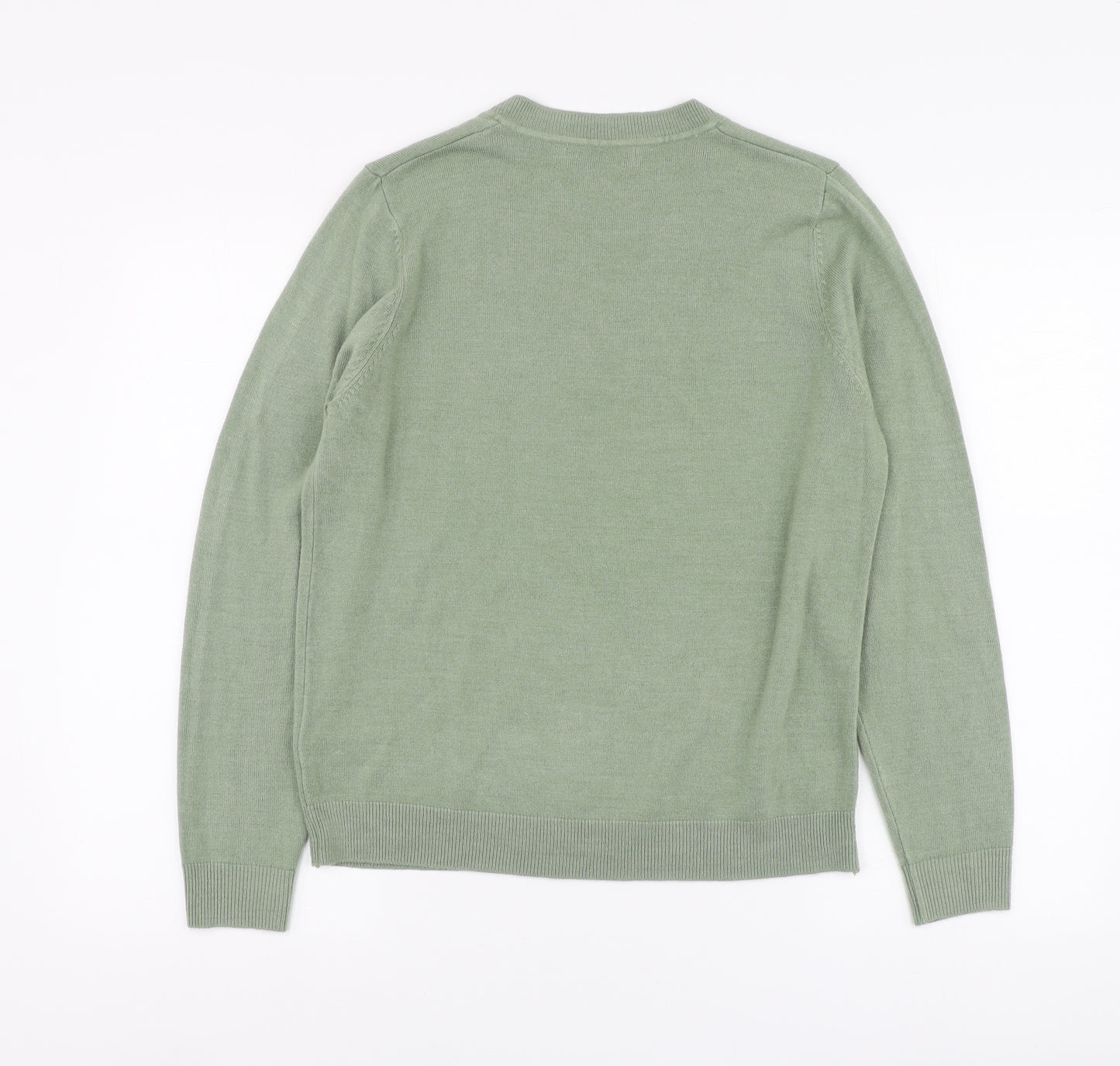 Marks and Spencer Womens Green V-Neck Acrylic Pullover Jumper Size M