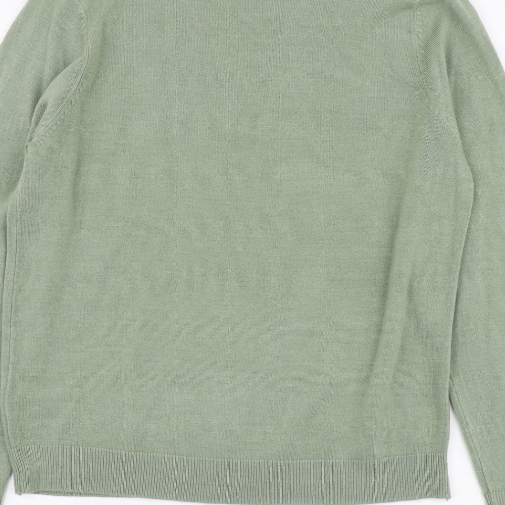 Marks and Spencer Womens Green V-Neck Acrylic Pullover Jumper Size M