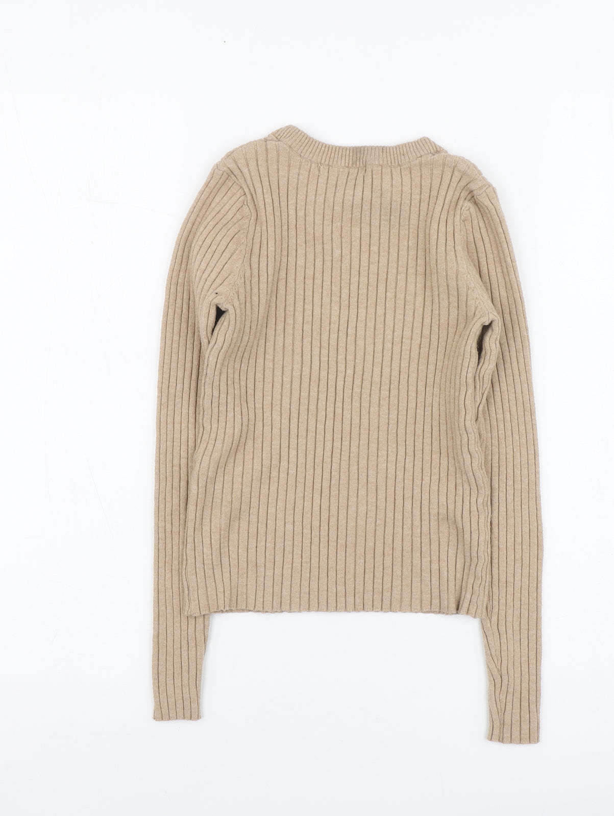 George Womens Beige Round Neck Polyester Pullover Jumper Size 8