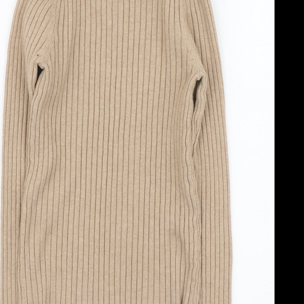 George Womens Beige Round Neck Polyester Pullover Jumper Size 8