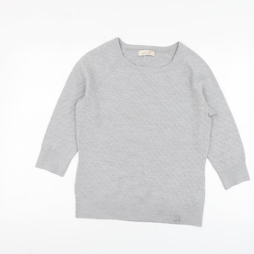 Per Una Womens Grey Round Neck Acrylic Pullover Jumper Size 10