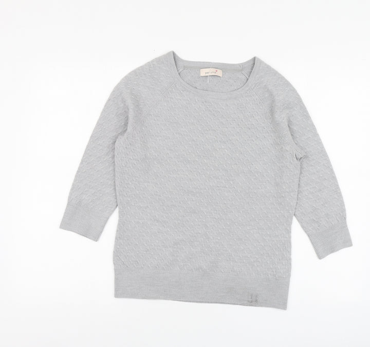 Per Una Womens Grey Round Neck Acrylic Pullover Jumper Size 10