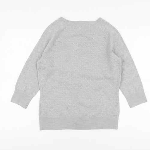 Per Una Womens Grey Round Neck Acrylic Pullover Jumper Size 10