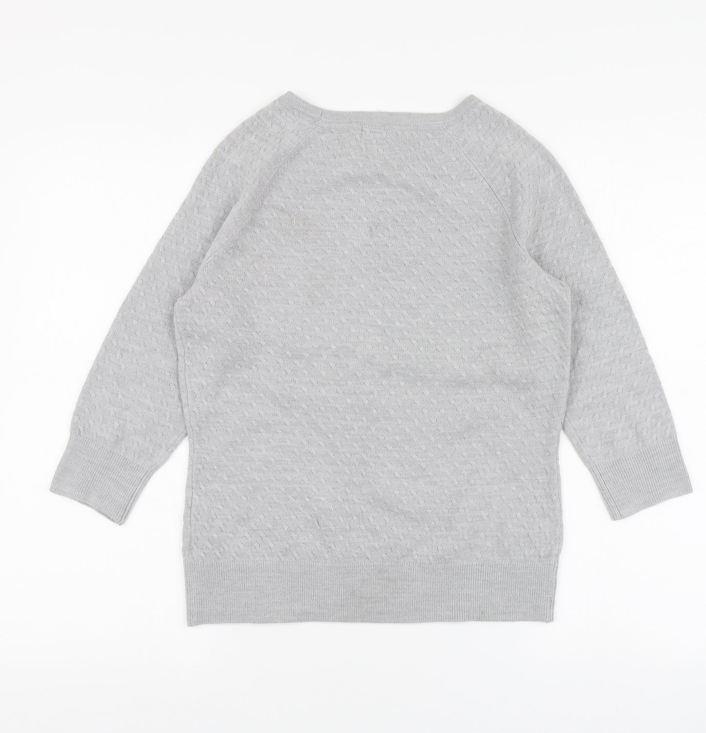 Per Una Womens Grey Round Neck Acrylic Pullover Jumper Size 10