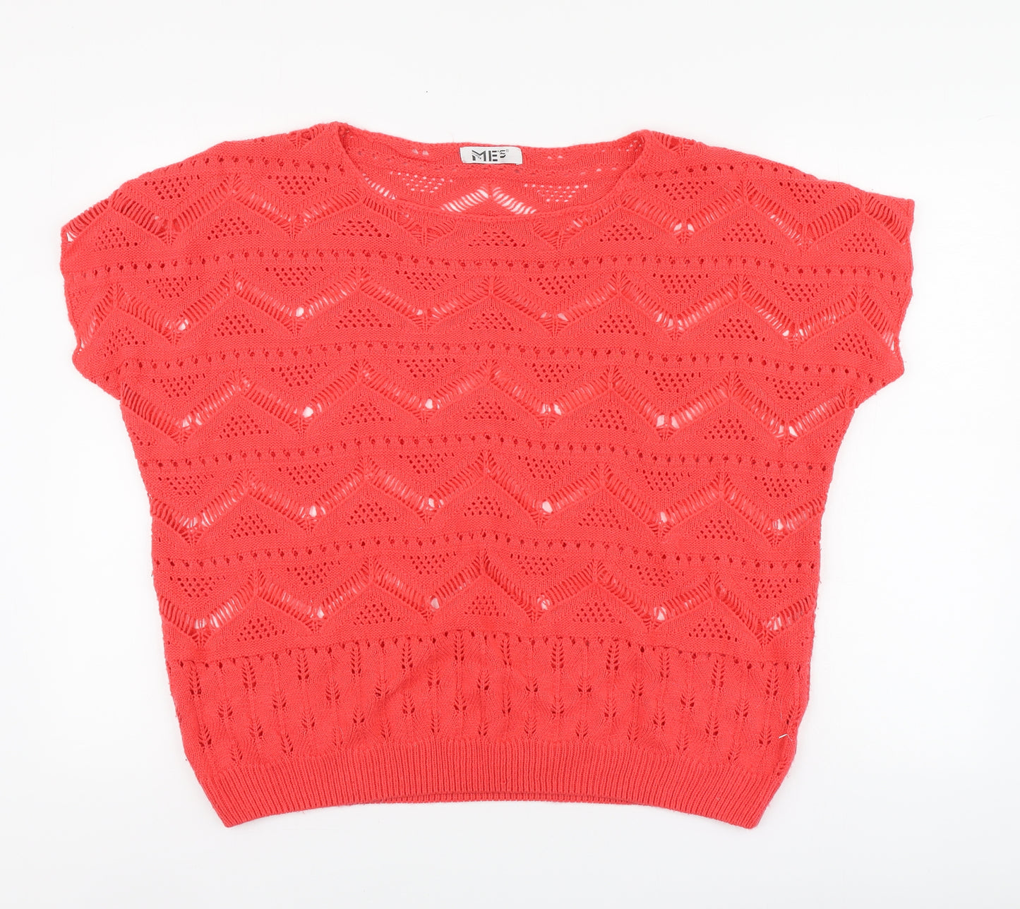Mes Womens Pink Round Neck Cotton Pullover Jumper One Size