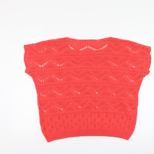 Mes Womens Pink Round Neck Cotton Pullover Jumper One Size