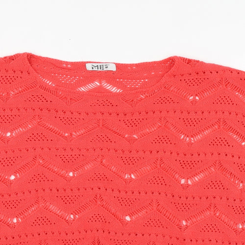 Mes Womens Pink Round Neck Cotton Pullover Jumper One Size