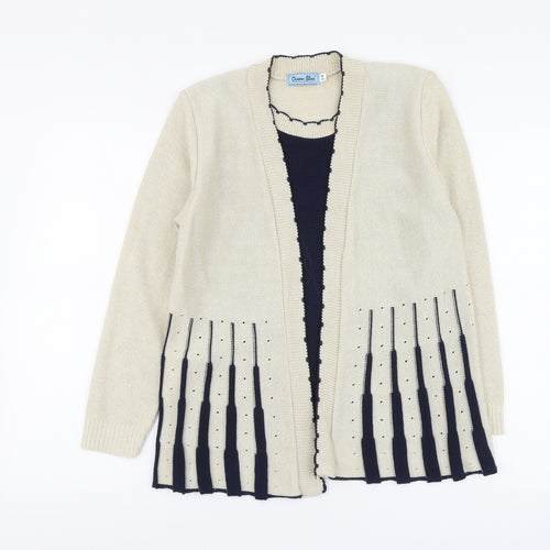 Ocean Blue Womens Beige V-Neck Acrylic Pullover Jumper Size S