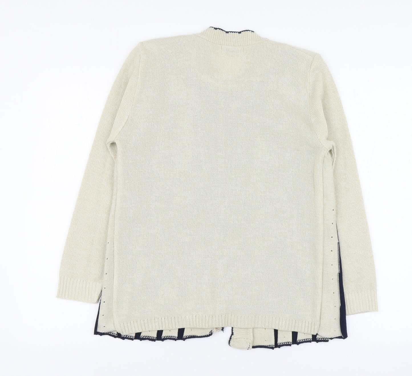 Ocean Blue Womens Beige V-Neck Acrylic Pullover Jumper Size S