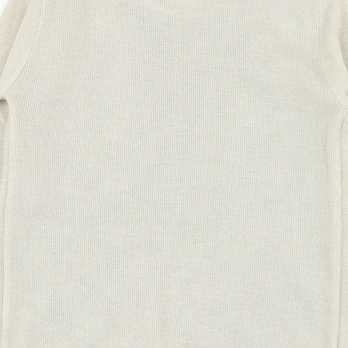 Ocean Blue Womens Beige V-Neck Acrylic Pullover Jumper Size S
