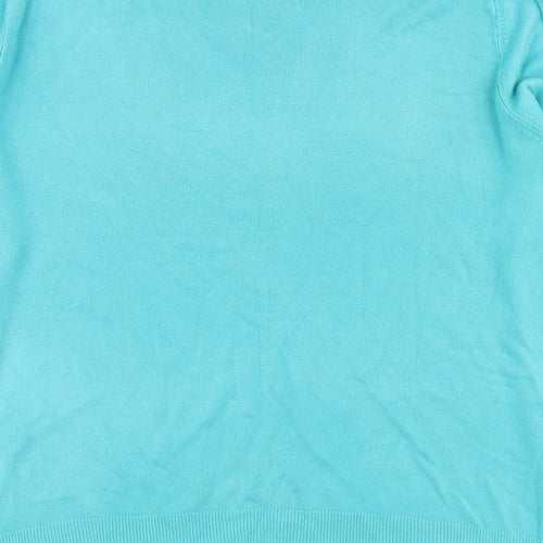 George Mens Blue V-Neck Acrylic Henley Jumper Size XL