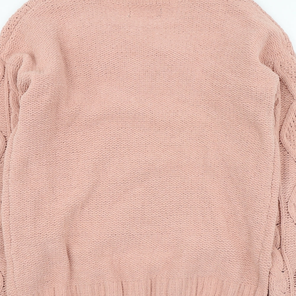 Primark Womens Pink V-Neck Polyester Pullover Jumper Size S