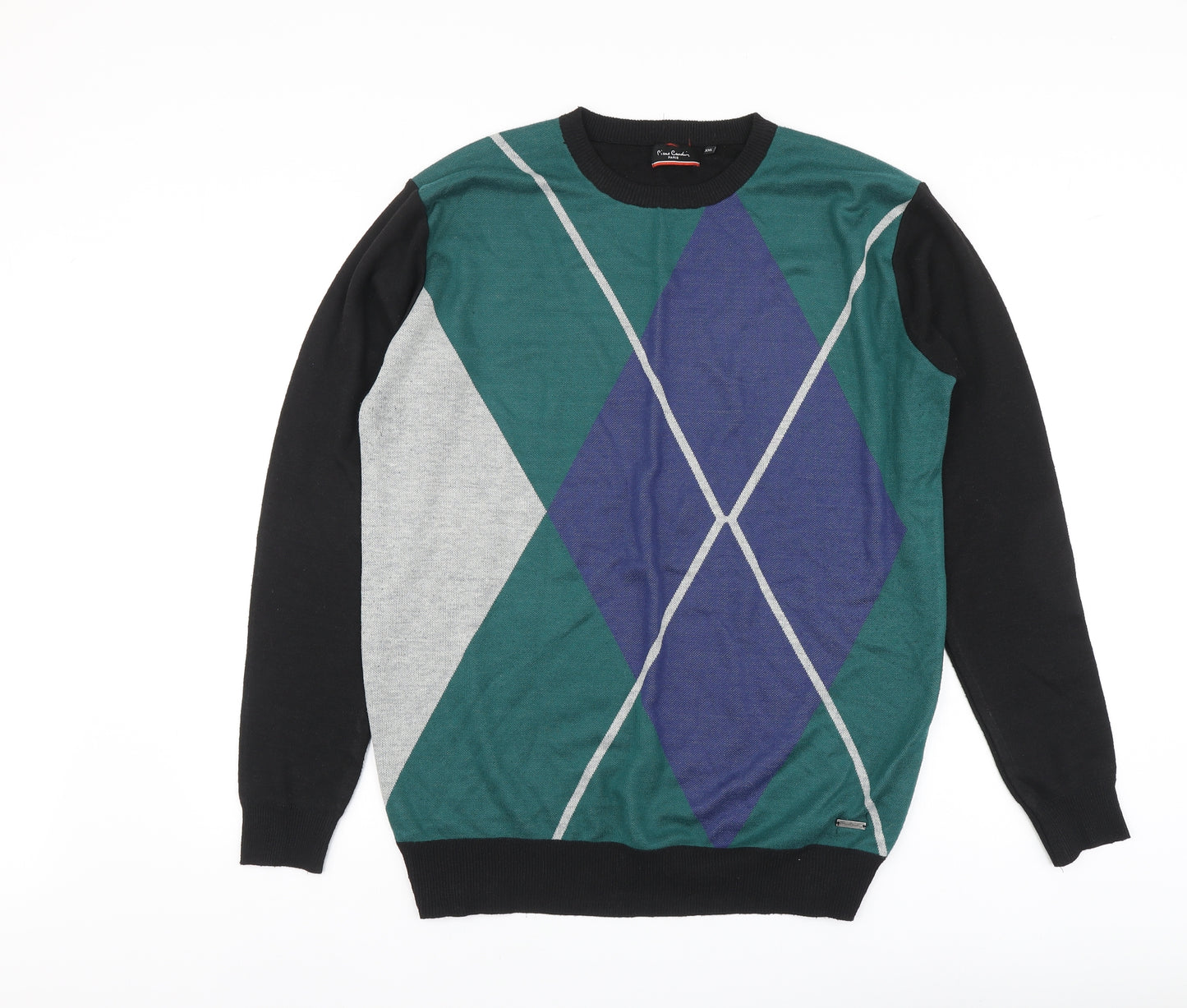 Pierre Cardin Mens Multicoloured Round Neck Argyle/Diamond Polyester Pullover Jumper Size 2XL