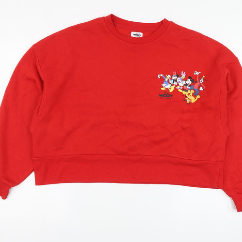 Disney Womens Red Cotton Pullover Hoodie Size XS