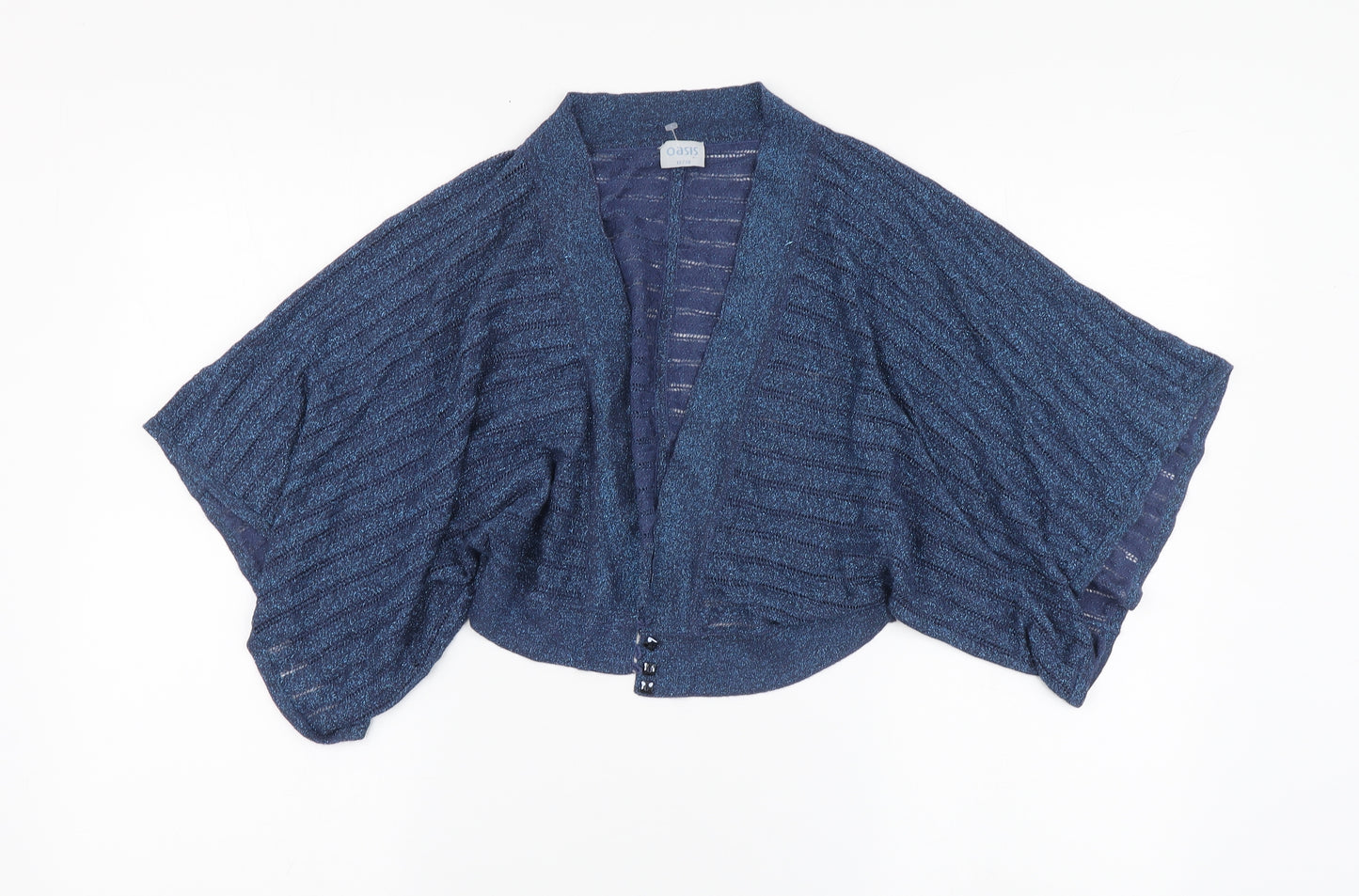 Oasis Womens Blue V-Neck Acrylic Cardigan Jumper Size 12