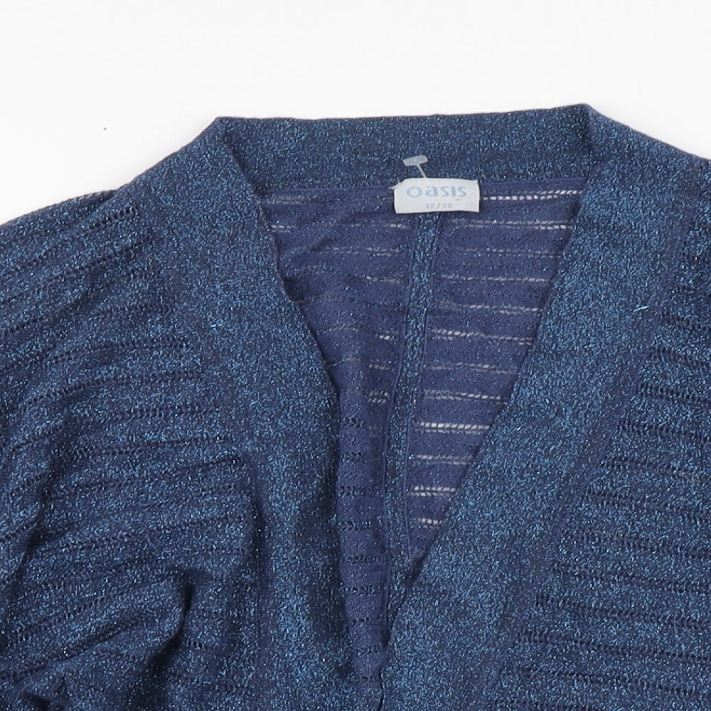 Oasis Womens Blue V-Neck Acrylic Cardigan Jumper Size 12