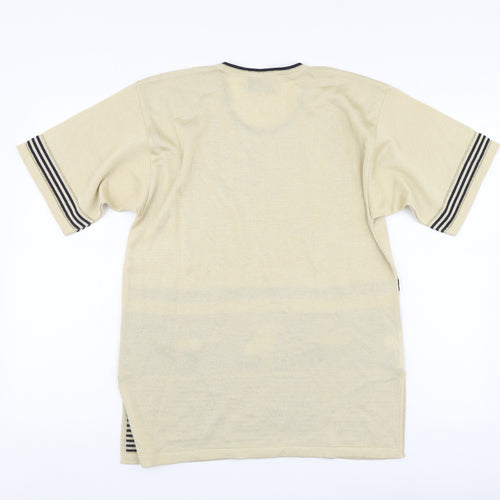 Stephen Womens Beige Striped Viscose Basic T-Shirt Size S Round Neck
