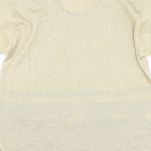 Stephen Womens Beige Striped Viscose Basic T-Shirt Size S Round Neck