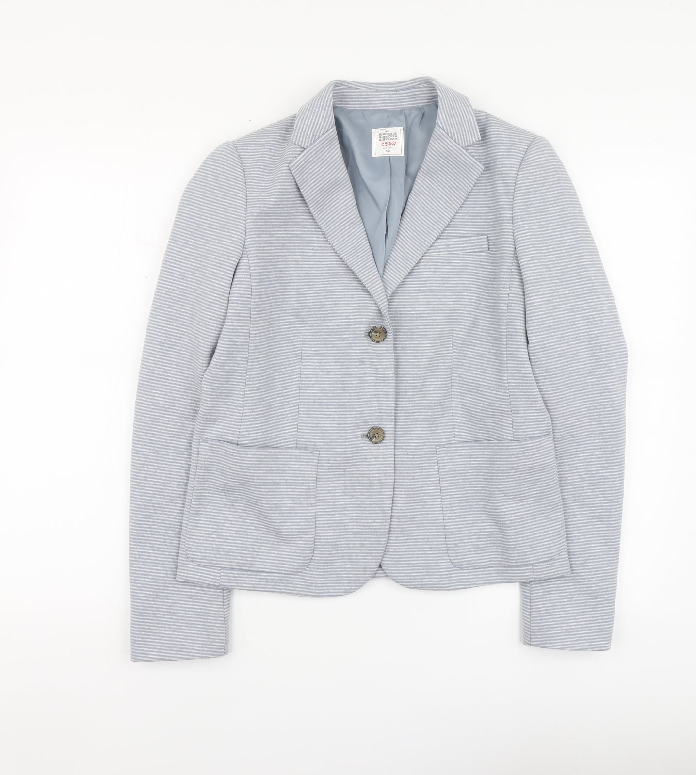 Gap Womens Blue Striped Polyester Jacket Suit Jacket Size 10