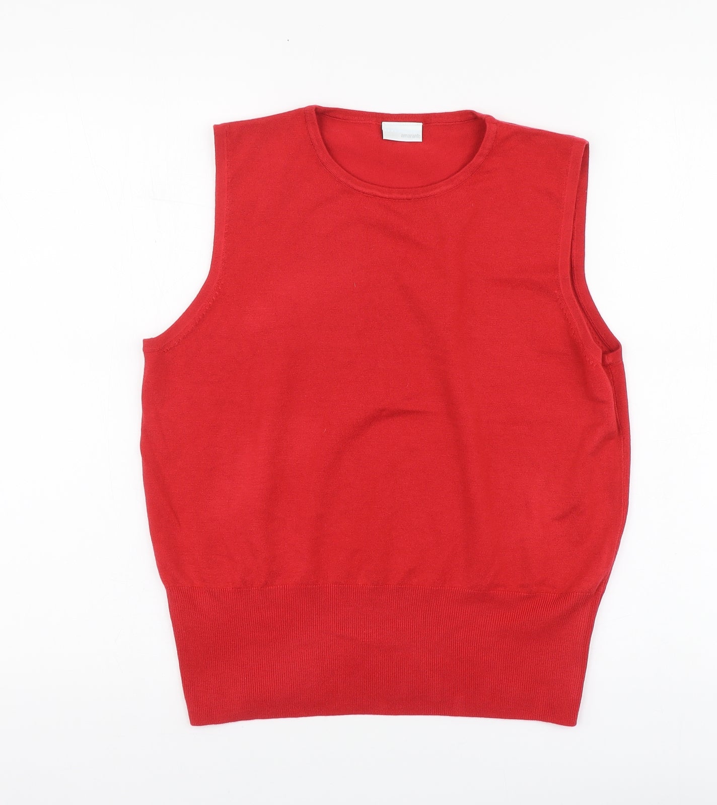 AMARANTO Womens Red Round Neck Acrylic Vest Jumper Size 18