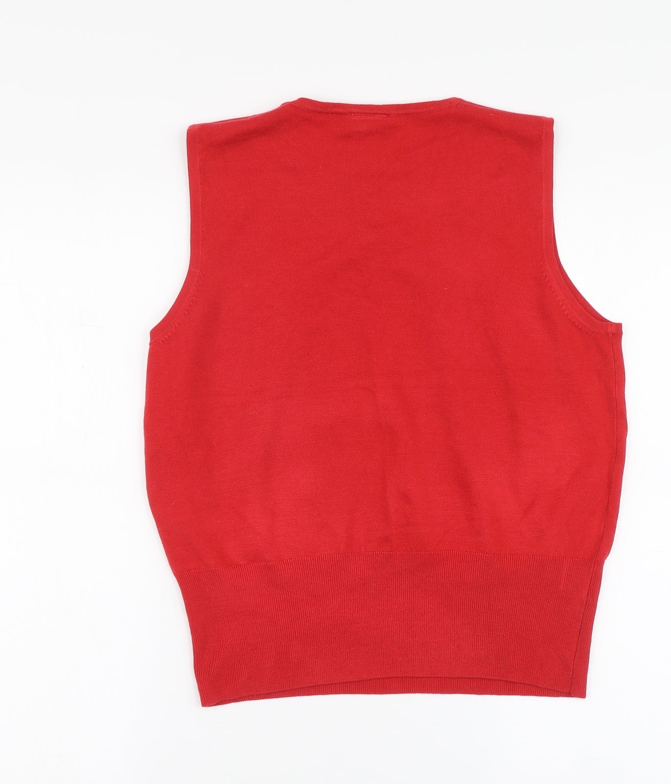 AMARANTO Womens Red Round Neck Acrylic Vest Jumper Size 18