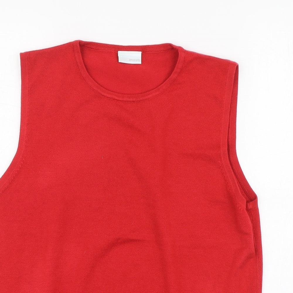 AMARANTO Womens Red Round Neck Acrylic Vest Jumper Size 18