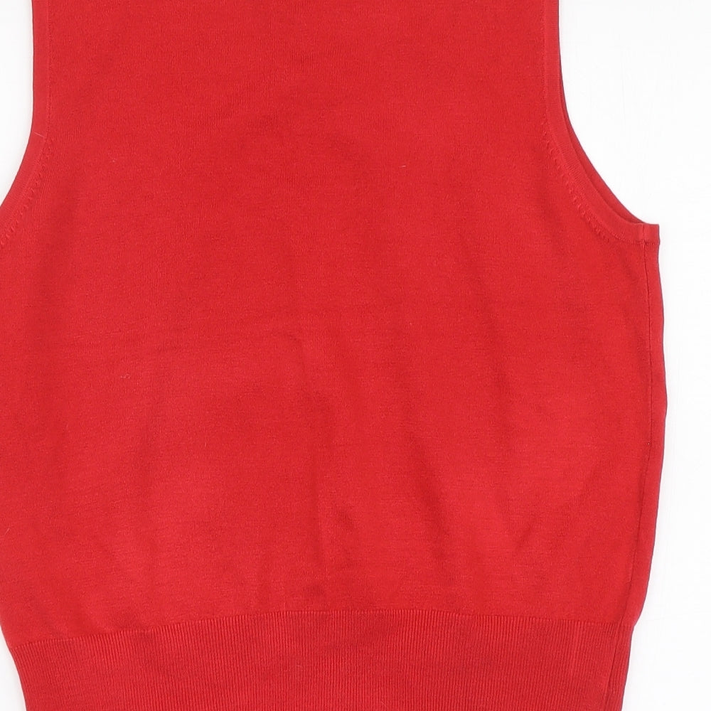 AMARANTO Womens Red Round Neck Acrylic Vest Jumper Size 18