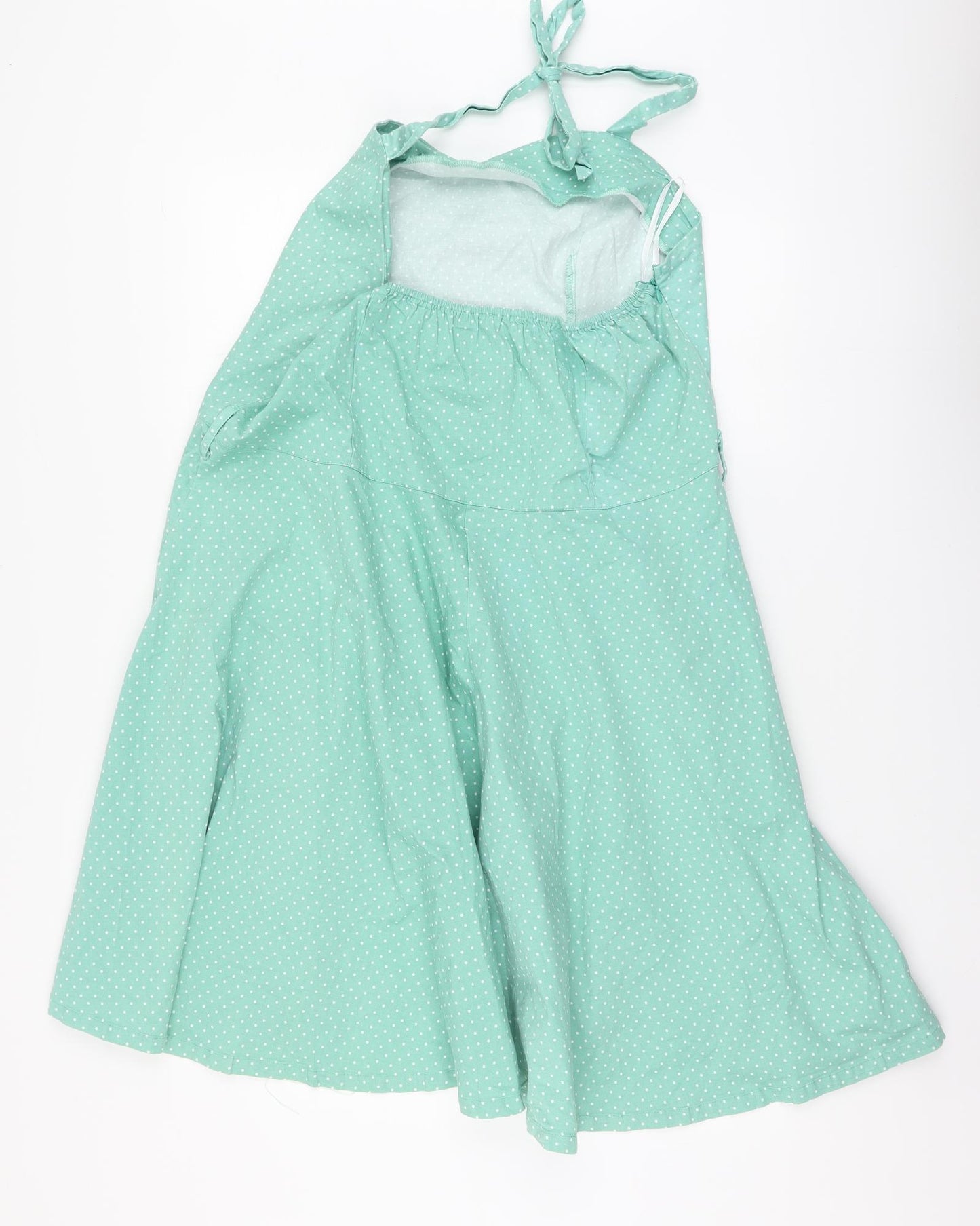 Amelia Womens Green Polka Dot Polyester Skater Dress Size 24 Halter