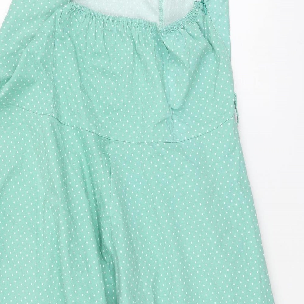 Amelia Womens Green Polka Dot Polyester Skater Dress Size 24 Halter