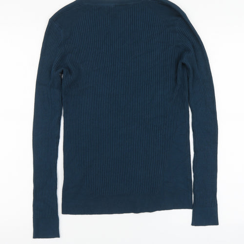 Edit Or's Cut Womens Blue V-Neck Viscose Pullover Jumper Size 14