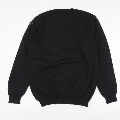 Paul & Shark Mens Brown Round Neck Wool Henley Jumper Size 2XL