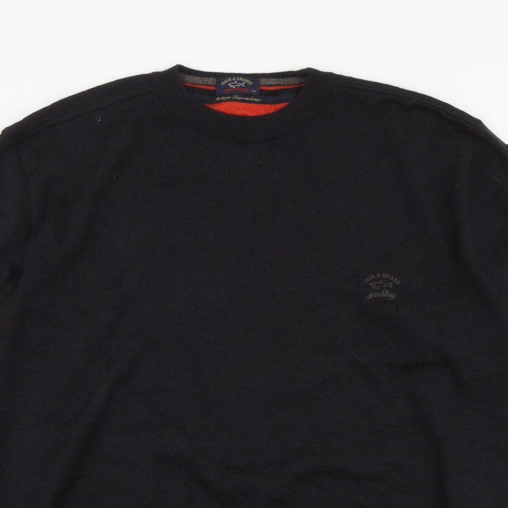 Paul & Shark Mens Brown Round Neck Wool Henley Jumper Size 2XL