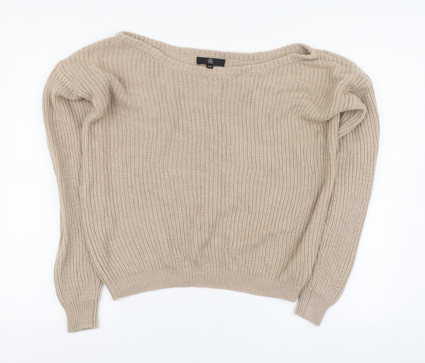 Missguided Womens Beige Round Neck Acrylic Pullover Jumper Size S