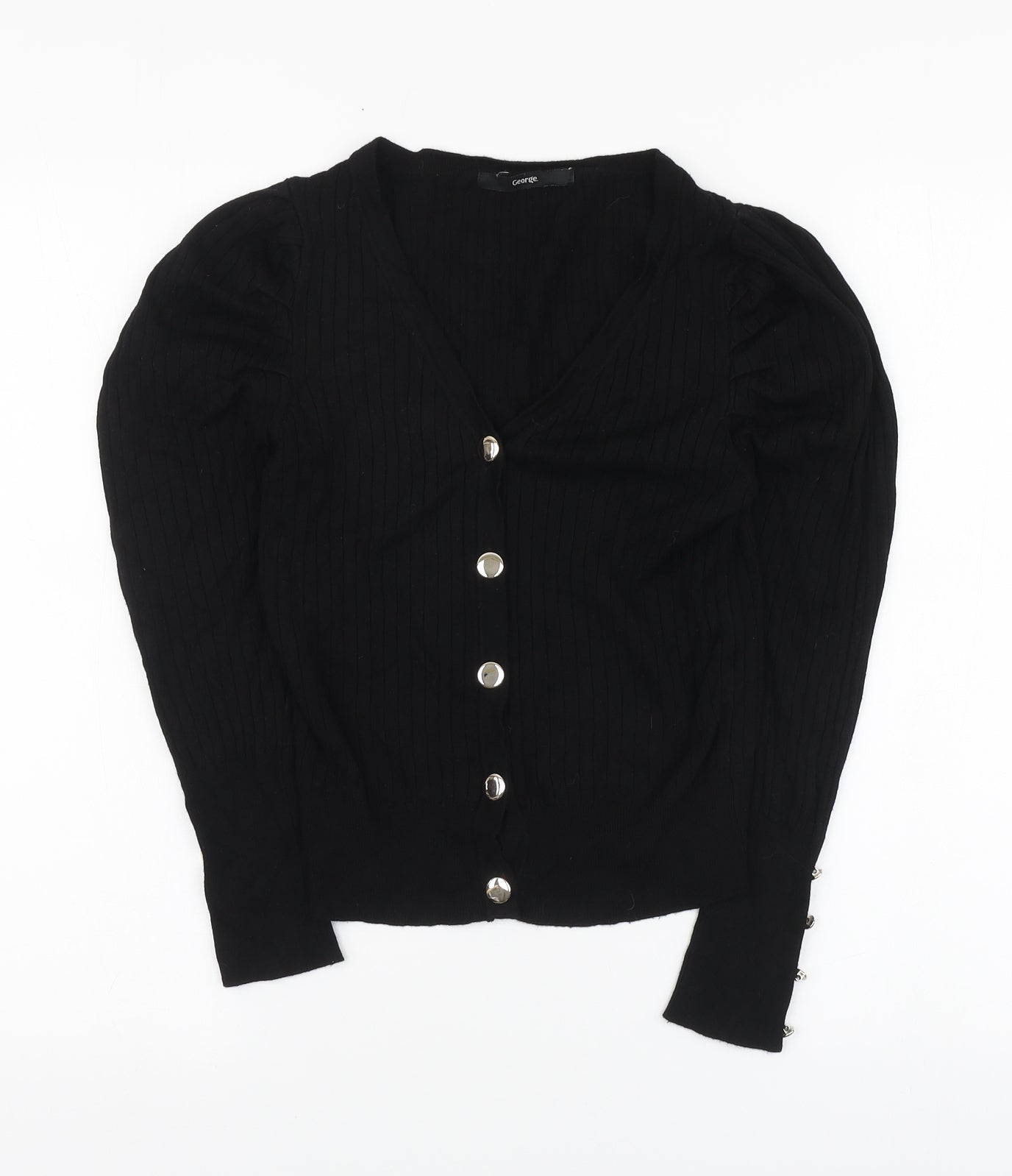 George Womens Black V-Neck Viscose Cardigan Jumper Size M